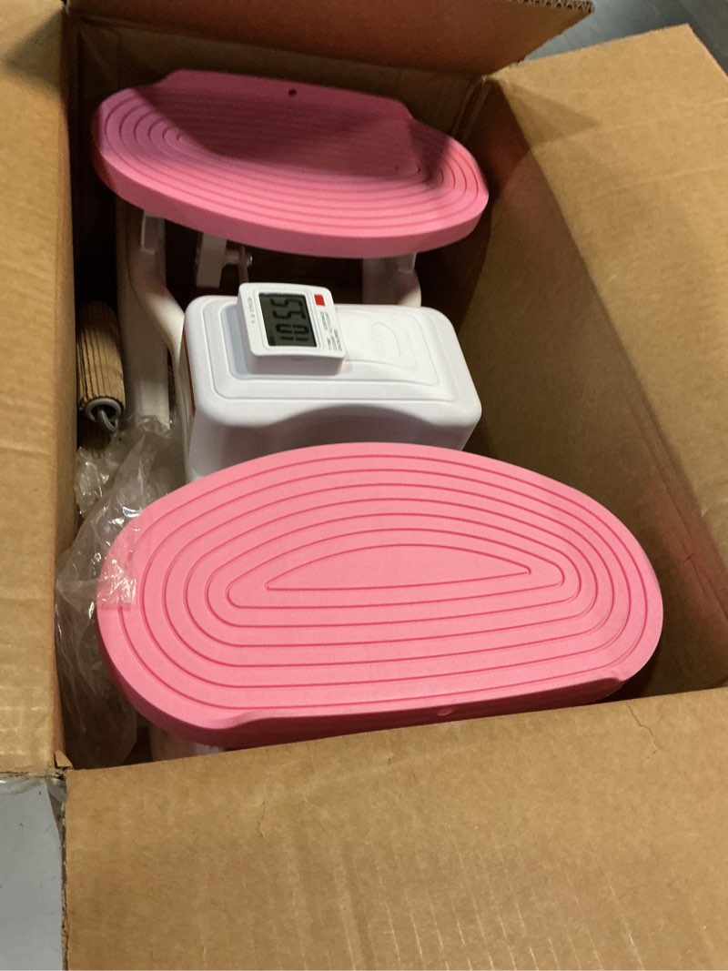 Condition photo showing Good Condition for merach rocking steppers for exercise at home, 3d motion stair stepper with resistance bands for full body workout & low-impact balance board, 330 lbs loading capacity exercise equipment white&pink