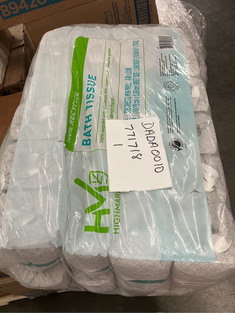 Condition photo showing New/Like New for highmark(r) 100% recycled 2-ply bath tissue, white, 336 sheets per roll, case of 48 rolls