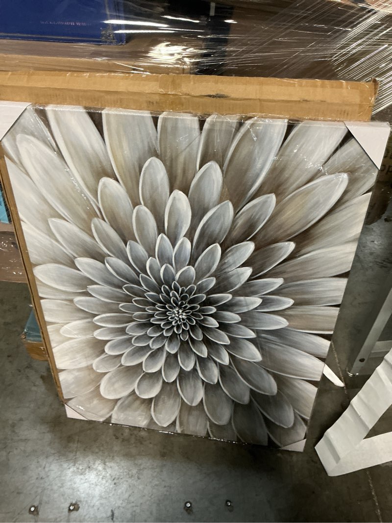 Condition photo showing New/Like New for Yihui Arts White Flower Canvas Wall Art - Floral Artwork Print with Embellishment for Calm and Aesthetic Bedroom Decor 40"L x 30"W Flower Arts