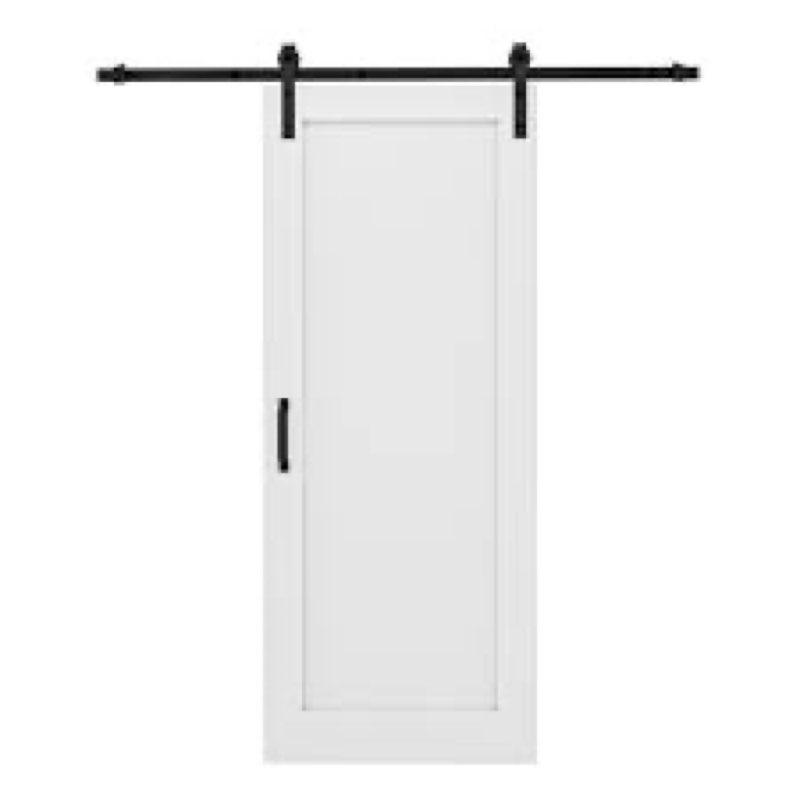 Solid Manufactured Wood  Panel White Primed Sliding Barn Door with Installation Hardware Kit(No Assembly Required)