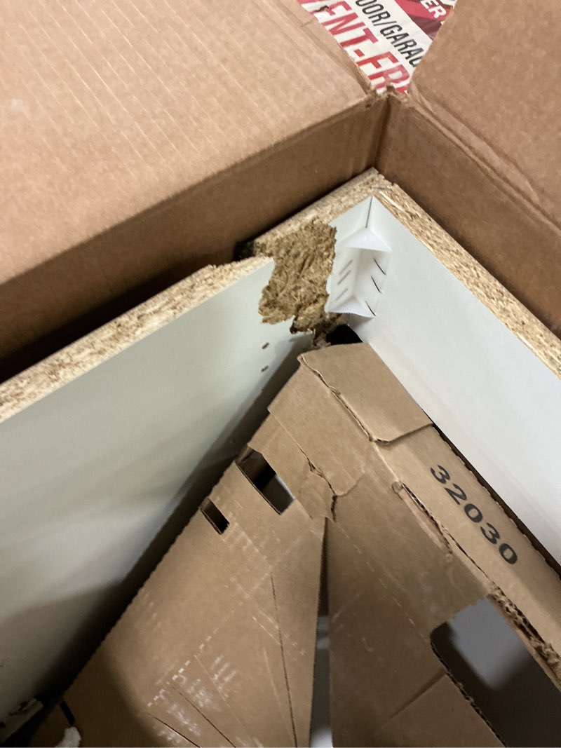 Condition photo showing As Is for Project Source 24-in Deep Blue Single Sink Bathroom Vanity with White Cultured Marble Top