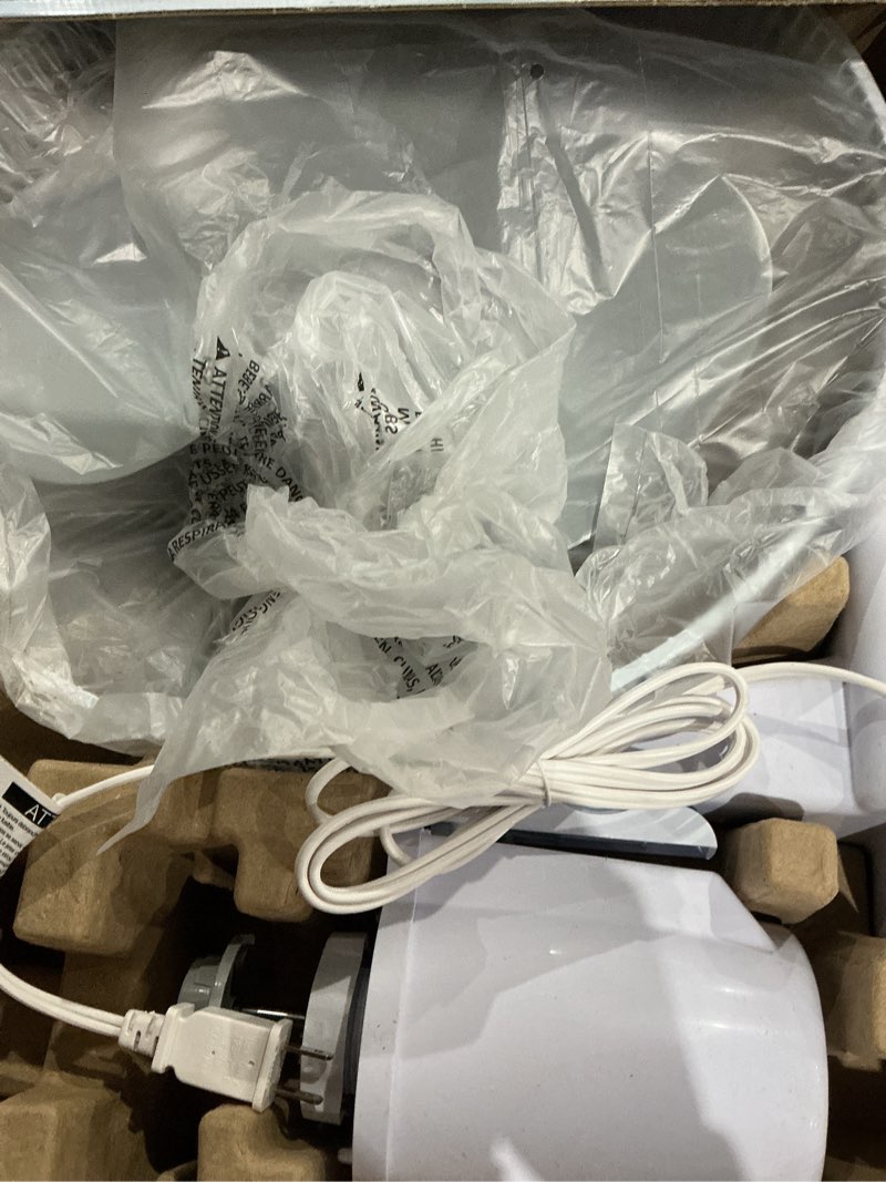 Condition photo showing As Is for black+decker 16" wall mount fan with remote control, oscillating with 3 speed settings and shut off timer, adjustable tilt angle, white wall fan white