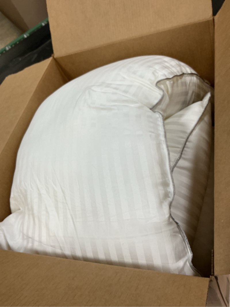 Condition photo showing As Is for basic beyond king size bed pillow - 2 pack hotel collection super soft down alternative pillow for sleeping, 20x36 inches white king (pack of 2)