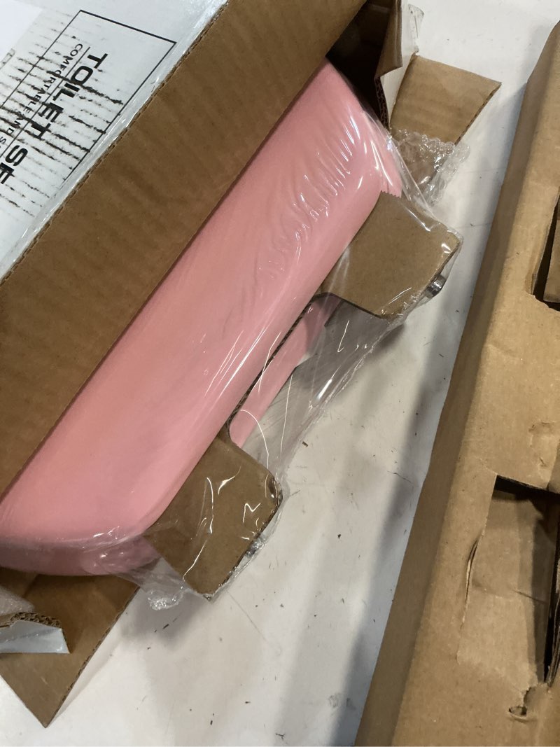 Condition photo showing New/Like New for pink round toilet seat natural wood toilet seat with zinc alloy hinges, easy to install also easy to clean, scratch resistant toilet seat by angol shiold (round, pink) round pink
