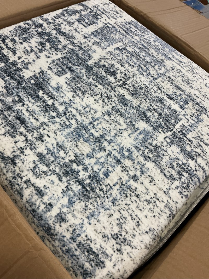 Condition photo showing Good Condition for 10x14 area rugs living room: washable large neutral blue rug abstract soft modern stain resistant indoor floor non-slip carpet for bedroom nursery kids office playroom dining room under table home blue 10' x 14' (rectangular)