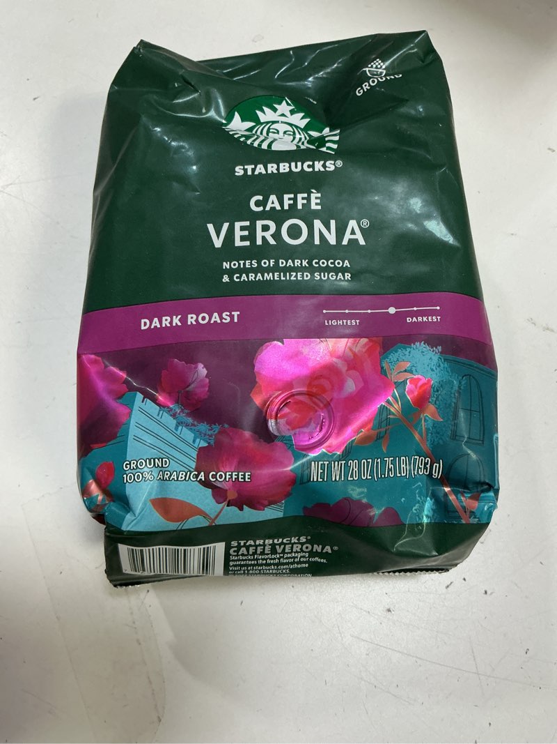 Condition photo showing New/Like New for (Bes by:14/JAN/2026)Starbucks Ground Coffee, Dark Roast Hot or Iced Coffee, Caffè Verona, 28 oz Caffè Verona 28 Ounce (Pack of 1)