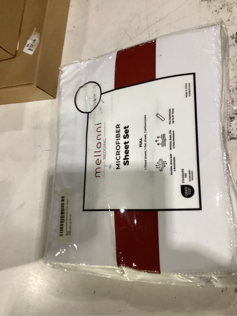 Condition photo showing Good Condition for mellanni full sheets set - 4 pc iconic collection bedding - hotel luxury, extra soft, cooling bed sheets - wrinkle, fade, stain resistant (full, white) 1102 white full
