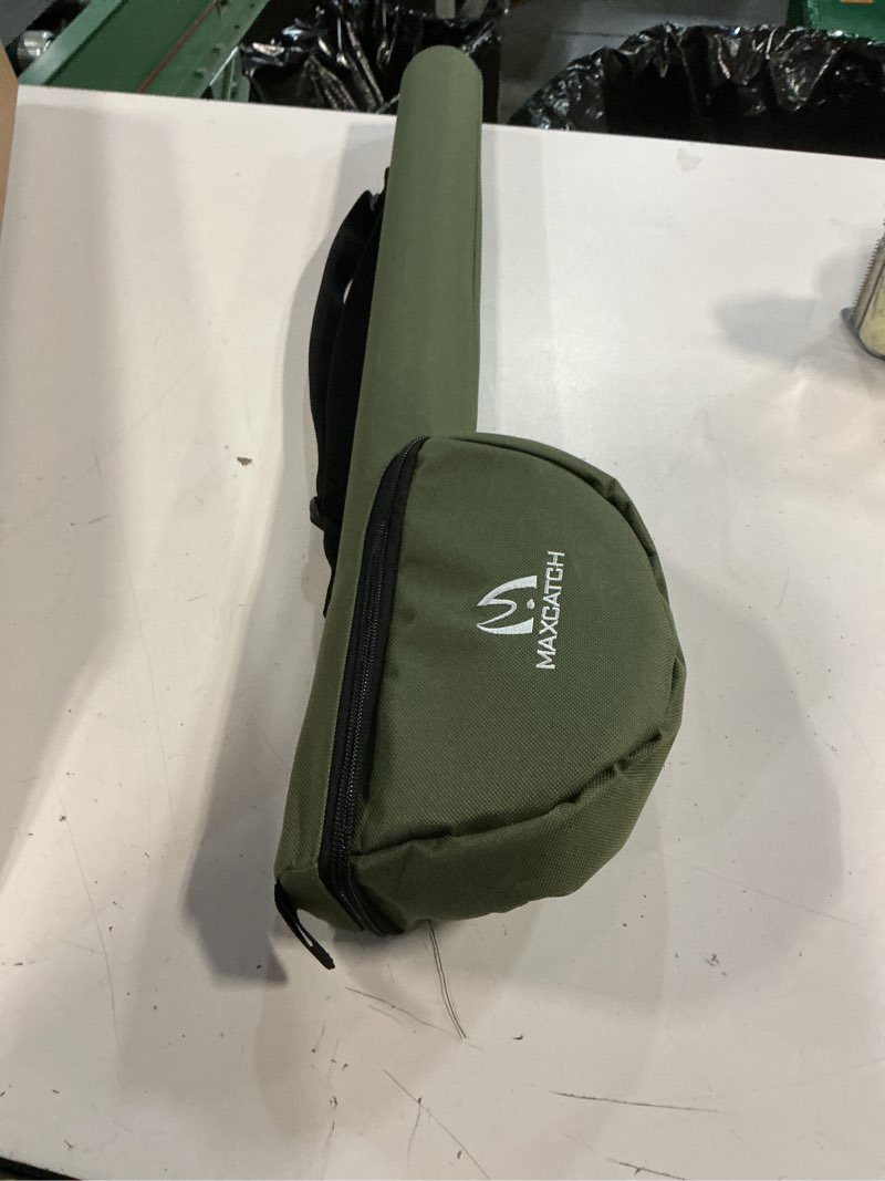 Condition photo showing Good Condition for m maximumcatch maxcatch fly fishing rod case with reel pouch, complete protection bag for 9ft 2/4 piece rods (green, for 7.5' 4sec fly rod length: 25.9'') fly rod and reel case - green for 7.5ft 4-section fly rod (length: 25.9'')
