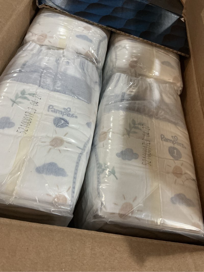Condition photo showing New/Like New for pampers pure protection baby diapers, size 1 (8-14 lbs), 132 count, up to 100% leakproof, premium plant-based skin protection, hypoallergenic soft diapers size 1 132