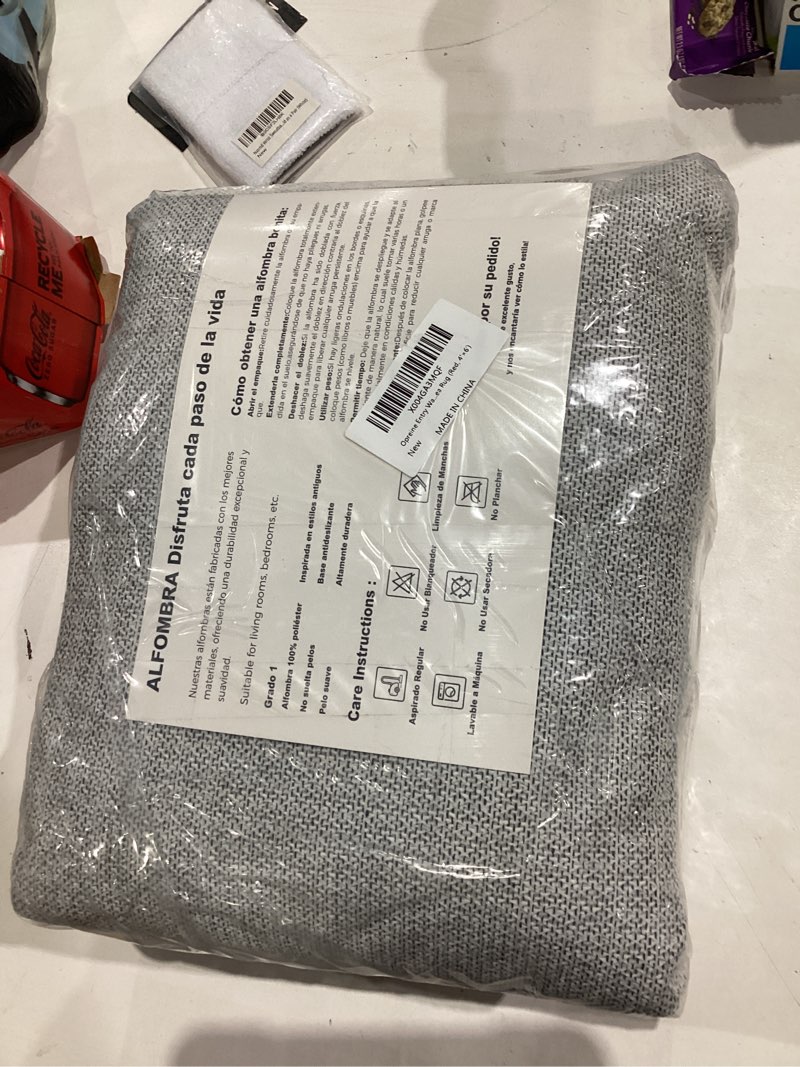 Condition photo showing New/Like New for 4x6 Washable Rug for Entryway Non-Slip, Small Stripe Area Rugs for Bedroom, Indoor Low Pile Door Mat Throw Carpet for Living Room Kitchen Laundry Front Door, Blue 4x6’b (Rectangular) Blue