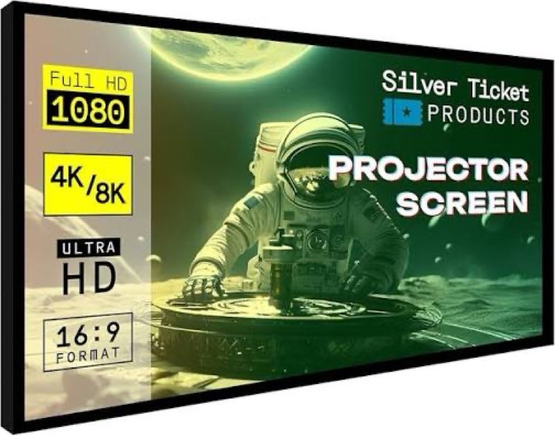 Silver Ticket Products STR Series 6 Piece Home Theater Fixed Frame 4K / 8K Ultra HD, HDTV, HDR & Active 3D Movie Projection Staternal 1519 Fot09200200" Diagonal, White