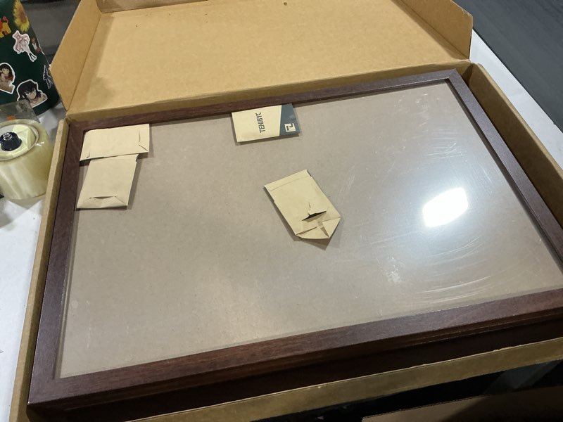 Condition photo showing Good Condition for 16x24 wood frame - 4 pack, brown wood grain, display 16x24 or 24x16 photos, posters and puzzles, picture frame for wall 4 pack brown 16x24