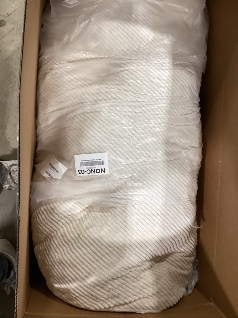 Condition photo showing Good Condition for higogogo papasan chair cushion with corduroy cover (without chair), 48 x 48 inch supportive cushion, overstuffed chair cushion,beige