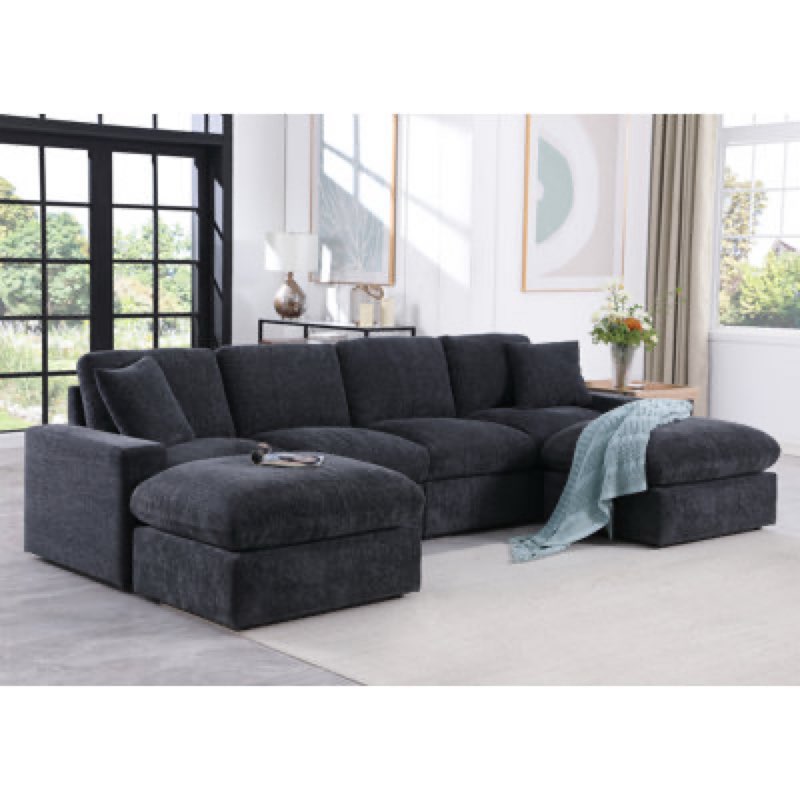 6061 Gray Sectional Sofa B1 ((incomplete only 1 box ))