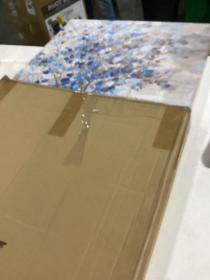 Large Framed Canvas Art Wall for Living Room, Bedroom Blue Abstract Ink Painting Artwork for Home De