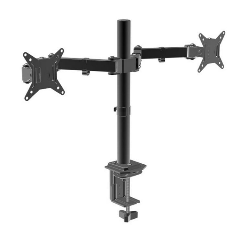 onn full motion dual monitor desk mount, fits 2 screens up to 32 inches - rotate, tilt & swivel