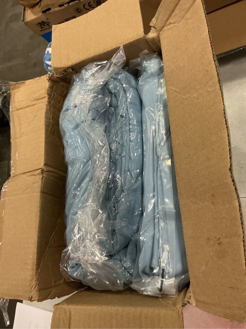 Condition photo showing Good Condition for wrensong full size comforter sets- 7 pieces soft blue bed in a bag with fitted sheet, flat sheet, 2 pillow shams, 2 pillowcases, warm bedding sets for all season blue full(80"x90")