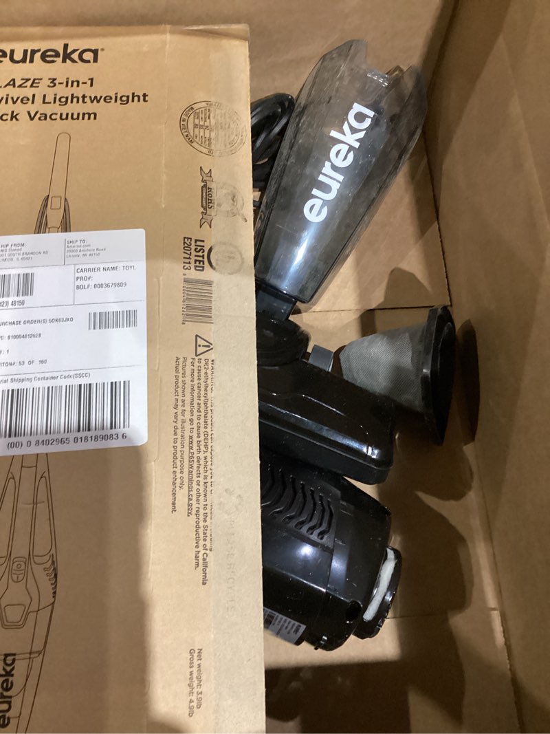 Condition photo showing As Is for Eureka NES215A Blaze 3-in-1 Swivel Handheld & Stick Vacuum Cleaner, Blue