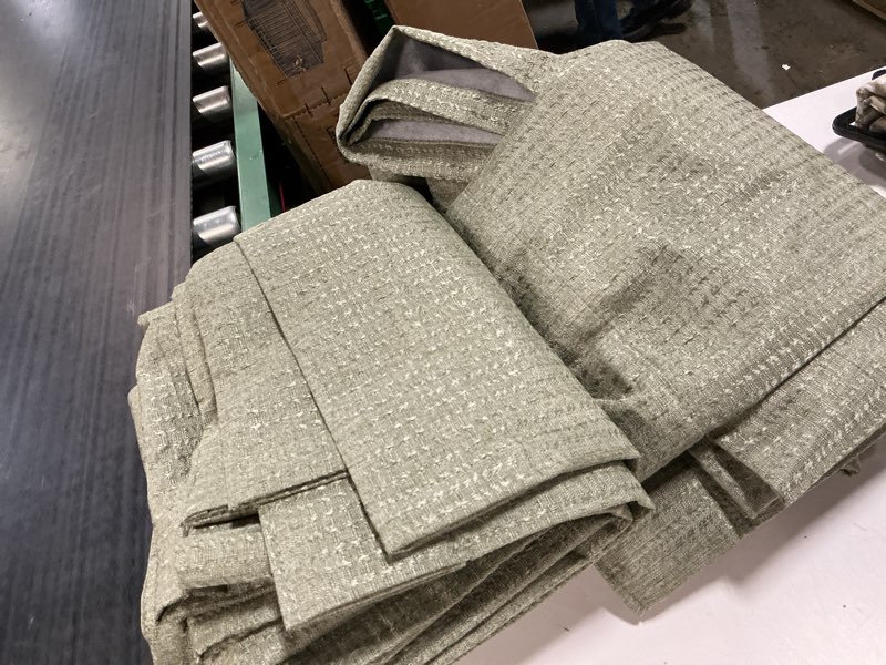 Condition photo showing Good Condition for (4piece-2 pack)sun zero vance magnetic closure 100% blackout back tab curtain panel pair, 37\"x84\", sage green