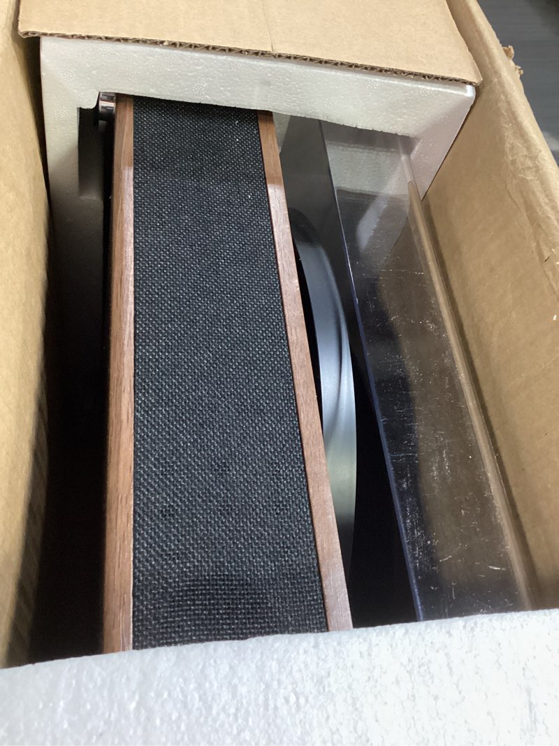 Condition photo showing item condition for LP&No.1 Record Player with Stereo Speakers, 3-Speed Belt-Drive Turntable for Vinyl Records with Wireless Playback and Auto-Stop,Walnut Wood