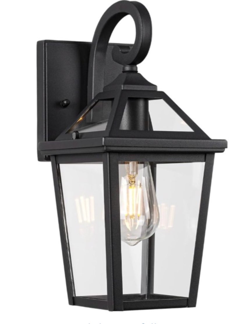 DAYCENT Outdoor Light Fixtures Wall Mount Black Exterior Wall Sconce with Clear Glass Shade Waterpro