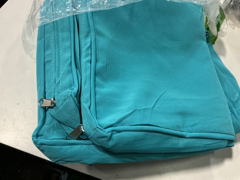 Condition photo showing Good Condition for 3 pcs outdoor cushion covers patio cushion replacement covers 2 covers 18 x 18 x 2 and 1 cover 42 x 18 x 3 for patio furniture outdoor washable water resistant for couch garden sofa (teal blue)