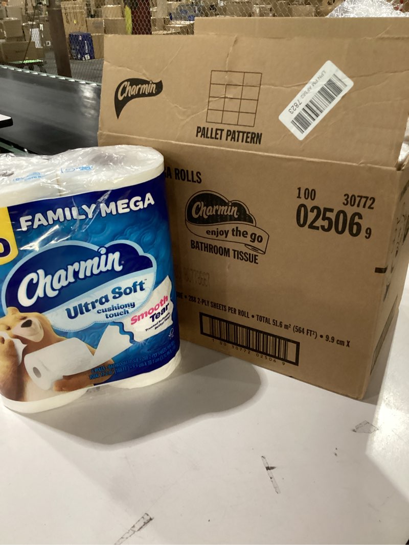 Condition photo showing New/Like New for Charmin Ultra Soft Cushiony Touch 2-Ply Toilet Paper, 18 Family Mega Rolls = 90 Regular Rolls, White Family Mega 18 Rolls (267 Sheets)