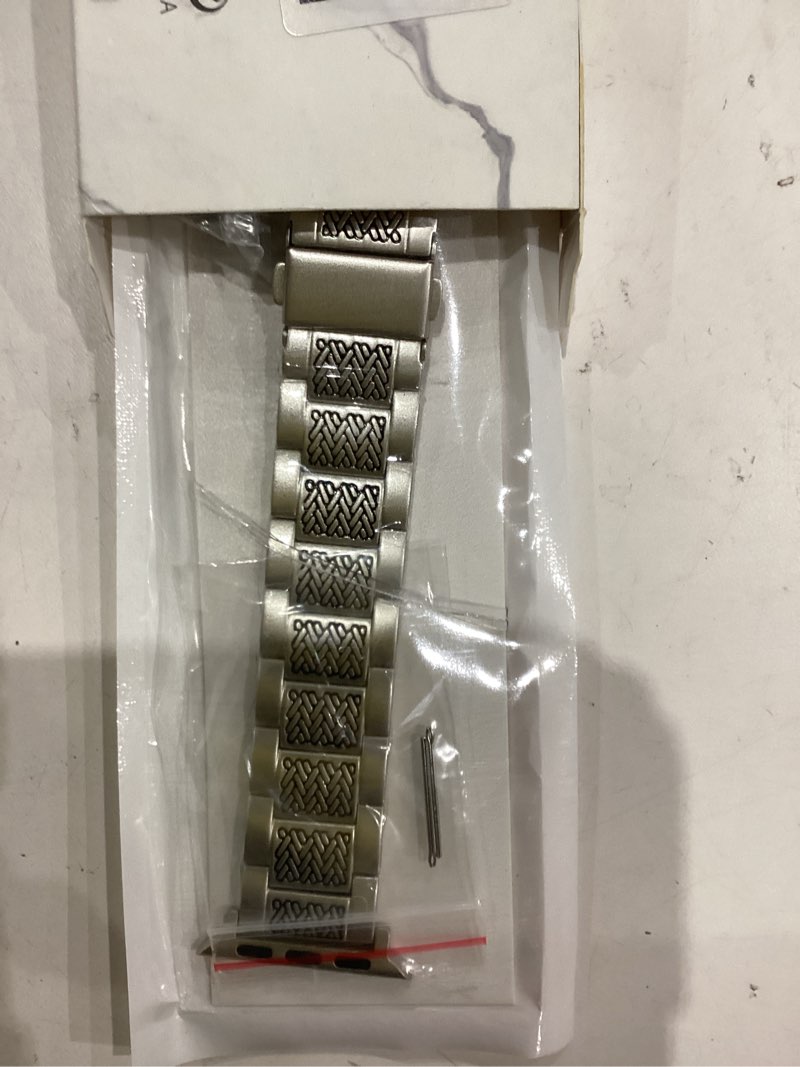 Condition photo showing New/Like New for Wearlizer Stainless Steel Band Compatible with Apple Watch Band 49/46/45/44/42/41/40/38mm Men Women, Zigzag Weave Durable Metal Strap for iWatch Series 11 10 9 8 7 6 5 4 3 SE/Ultra 3 2 1 StarLight/Black 49/46/45/44/42mm(Series 3 2 1)