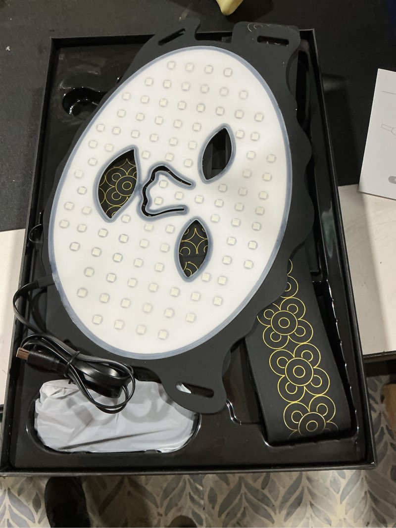 Condition photo showing Good Condition for red light therapy for face & neck, 7-color led light therapy mask, 2600mah rechargeable red light mask for skin care,with adjustable brightness & timer, suitable for home or travel use