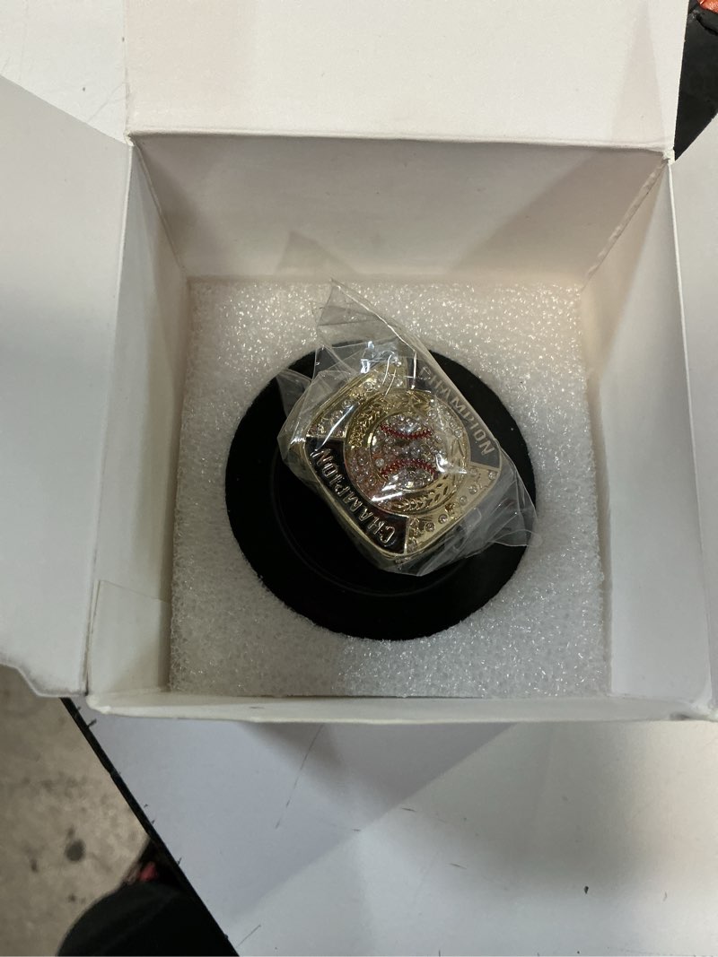 Condition photo showing Good Condition for landical 12 pcs baseball championship rings ball games championship trophy rings sport ball award gift with display neck chain and stand for tournament or champion winner