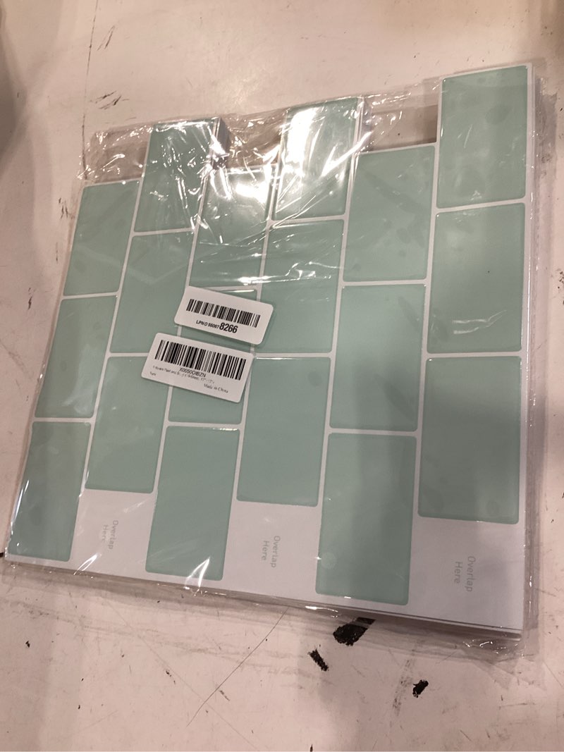 Condition photo showing As Is for arttown peel and stick backsplash subway tiles, aqua blue 3d self adhesive thicker design wall tile panels for kitchen bathroom balcony (10-sheet, 12"×12") 10pc 12"x12" aqua blue