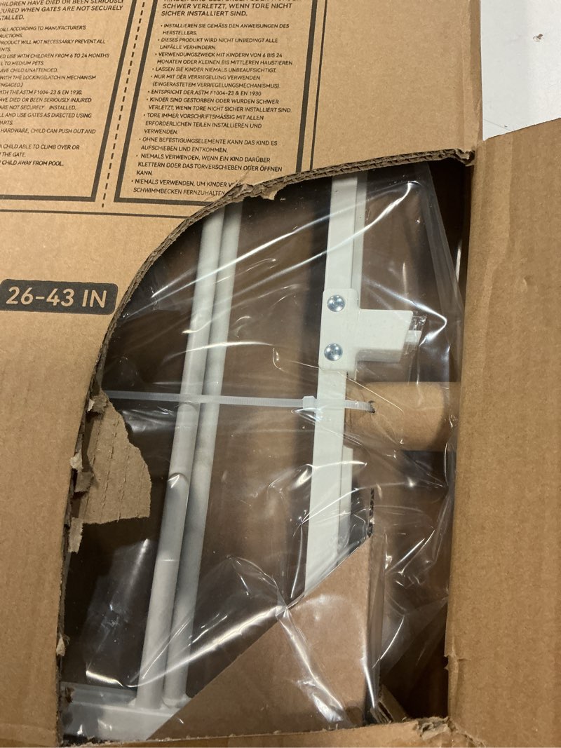 Condition photo showing Good Condition for Babelio Smart Baby Gate with Auto-Unlock/Close, Pressure Mounted No Drill for Doorways/Top of Stairs. Pet/Dog Door Wide Walk Thru w/Infrared Sensor & Instant Safety Alert (White, 26.3-43\" W, 30\" H) White 26.3-43\" W, 30\" H