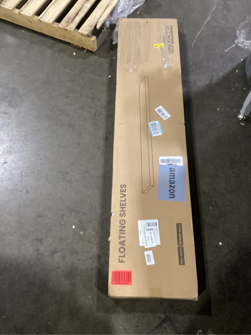 Condition photo showing New/Like New for dreamland 55" floating shelves for wall, 12" deep thicker white floating shelves, wall-mounted shelves for bedroom, living room, kitchen, bathroom - set of 1 white 55"w x 12"d x 2"h, set of 1