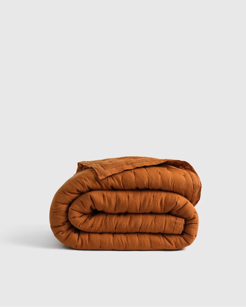 European Linen Dream Quilt, King, Terracotta