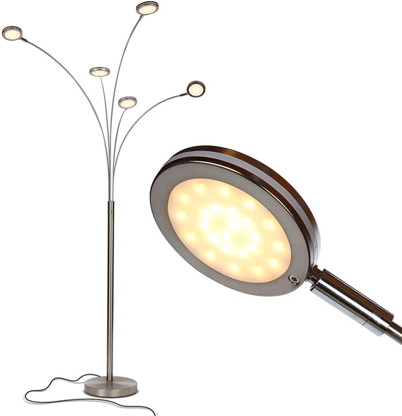 Brightech Orion 5 Satin Nickel Modern LED 74 in. Arc Lamp with 5