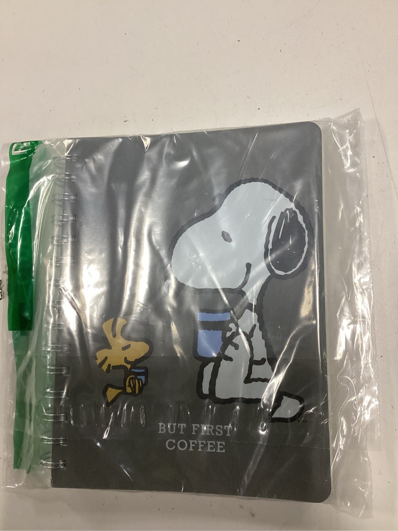 Condition photo showing New/Like New for Graphique Vegan Leather Spiral Journal, Peanuts Focus, "Focus On The Good" Quote on the Cover – Perfect for Taking Notes, Lists and More Peanuts Coffee