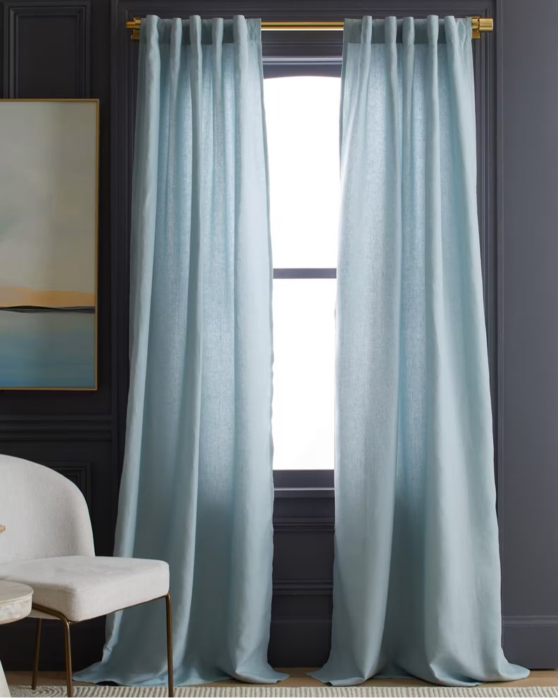 European Linen Curtain Light Blue size 48” x 120”  1 Pack