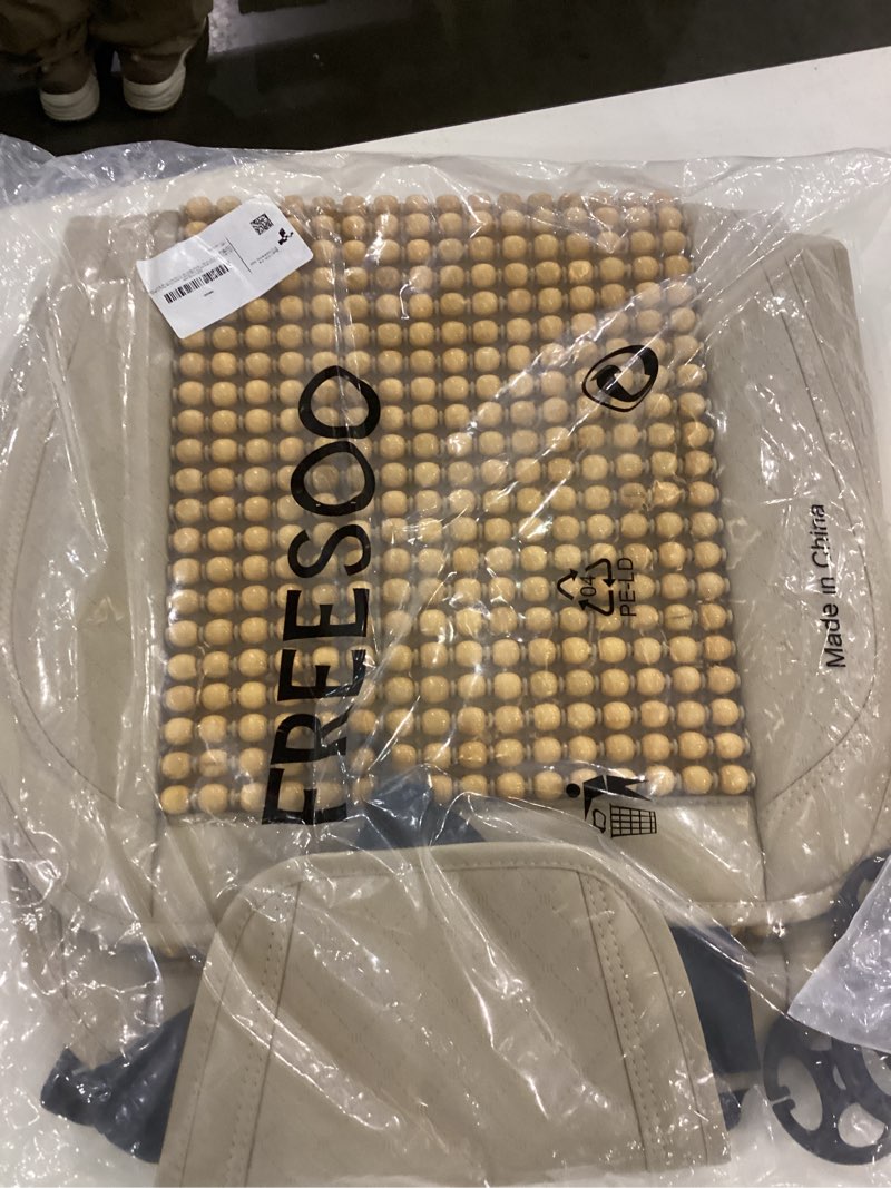 Condition photo showing New/Like New for FREESOO 1PC Wood Beaded Car Seat Cover Leather Cooler Pad Cushion Massage Comfort Universal fit Sedan SUV Van Dump Semi Truck Bus Tractor Chair Beige