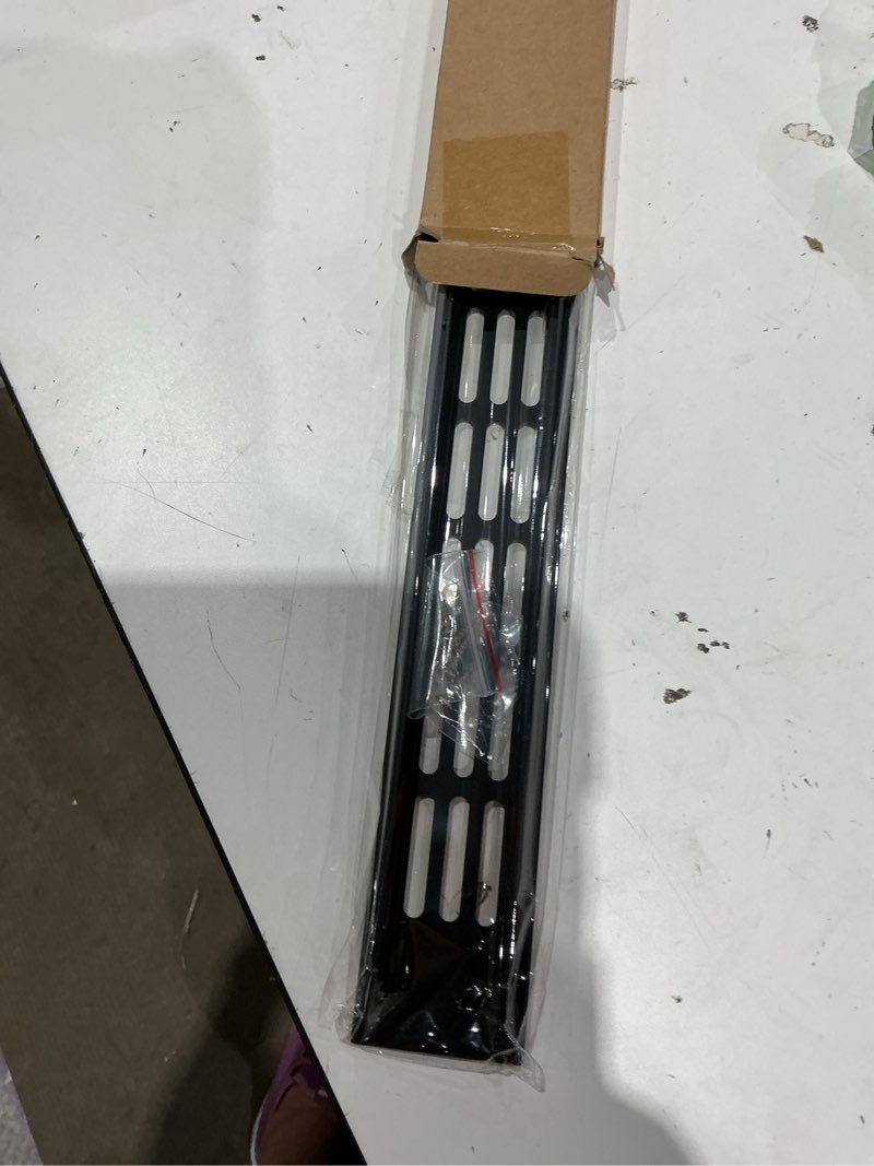 Condition photo showing Good Condition for patikil door air vent cover, 12 x 1.7 inch (outer dimensions) aluminum louvered ventilation grille rectangle toe kick vent with mounting screws for shoe cabinet wardrobe, black 12 x 1.7 inch black