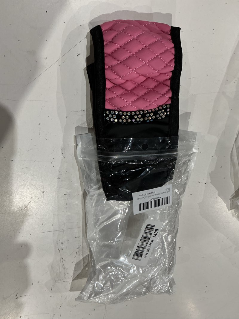 Condition photo showing Good Condition for osilly bling car steering wheel cover, 15 inch rhinestones soft leather elastic steering wheel protector, sparkly crystal diamond for women girls, car interior accessories for most cars (pink)