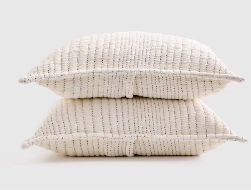 Organic Cotton Channel Stitch Sham (2 pillow ) 