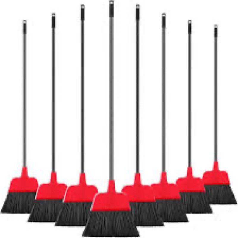 Maxdot 8 Pack Heavy Duty Broom Indoor/Outdoor Commercial Broom with Stainless Steel Detachable Long 