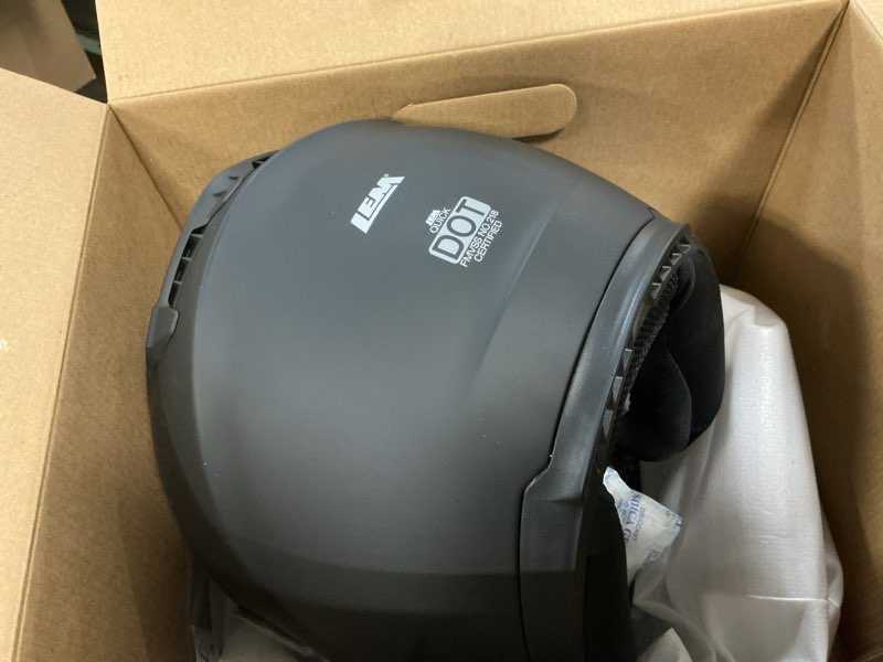 Condition photo showing Good Condition for LEM Modular Motorcycle Helmets for Adults, Full Face Motorcycle Helmets for Men, Detachable Chin Guard, DOT Approved, Anti-Fog PINLOCK & DVS Dual Vision, Double D Lock, Quick Series(Black, Medium) Medium Black