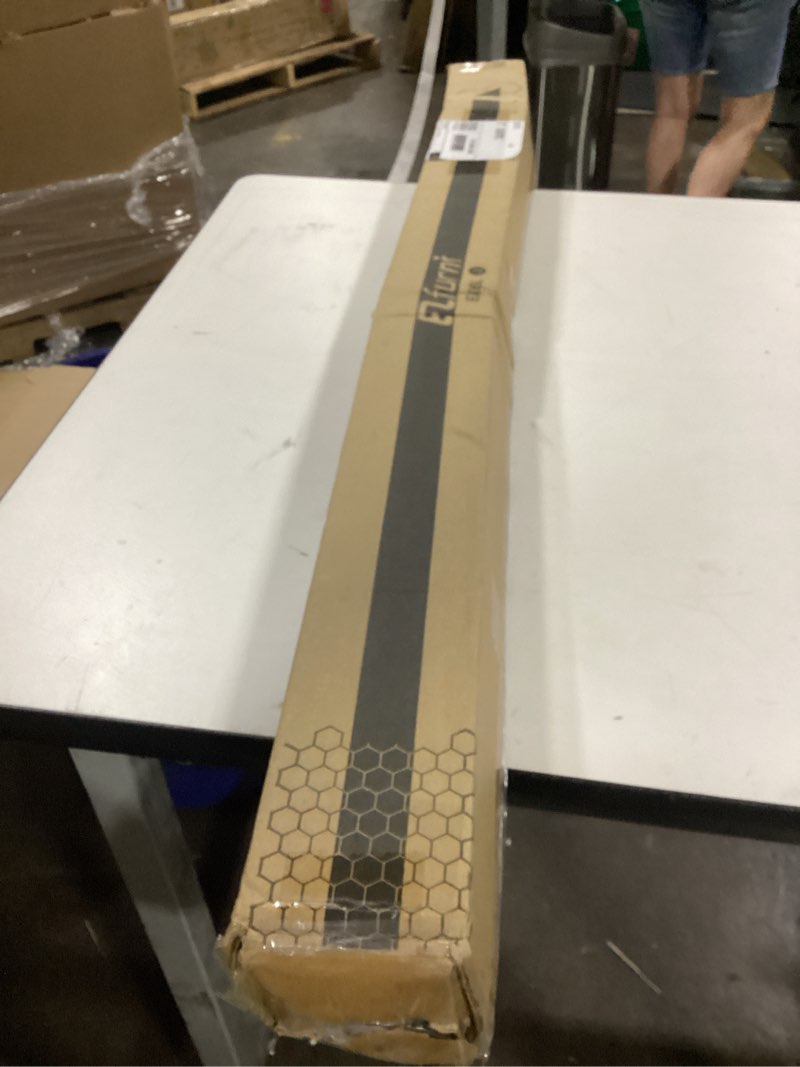 Condition photo showing New/Like New for extra long tension curtain rod no drill by ezfurni, 82–123 inch heavy duty tension rod with lock-in stability, spring-loaded non-slip secure hold for shower, window, patio, 1.26'' diameter, black black 82-123