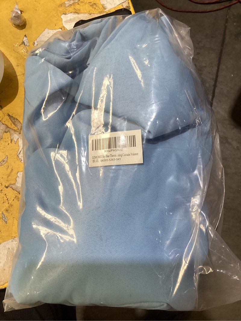 Condition photo showing As Is for lemomo sky blue thermal blackout curtains/52 x 63 inch/set of 2 panels room darkening curtains