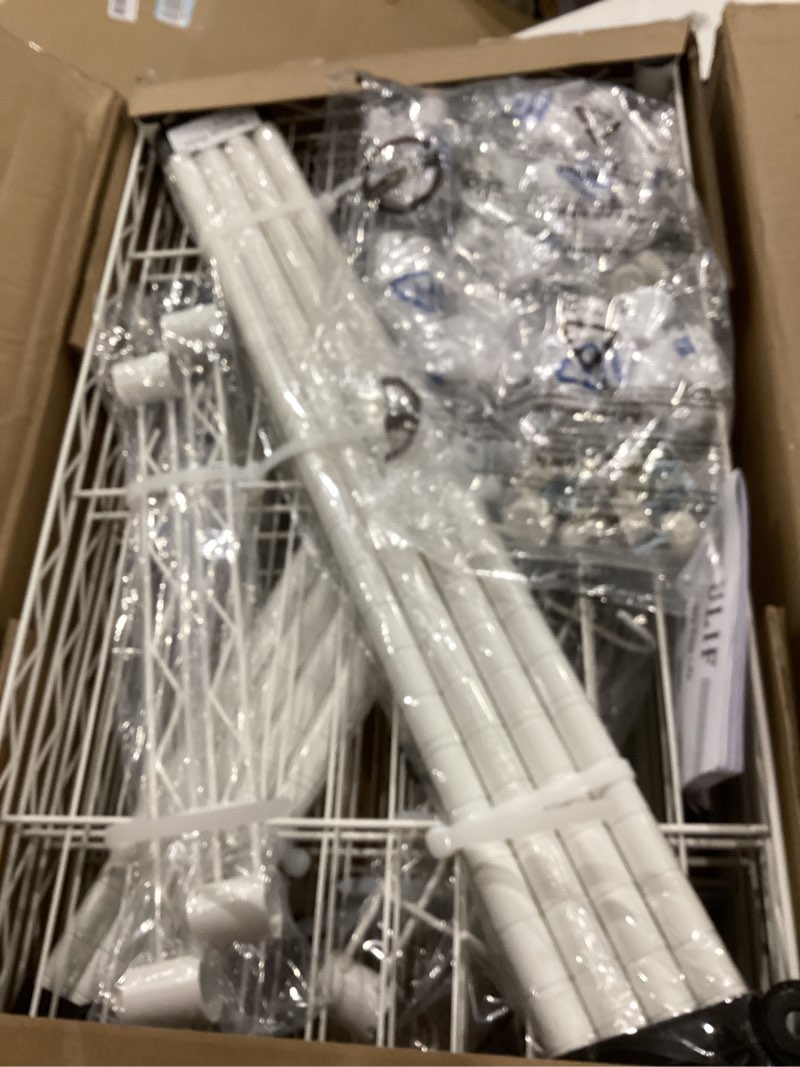 Condition photo showing Good Condition for ulif e1 heavy duty closet garment rack, 6 tiers adjustable metal freestanding expandable clothing storage with 4 hanger rods, easy to assemble wardrobe, 71.4" h x (70" - 88.2") l x 14" d, white