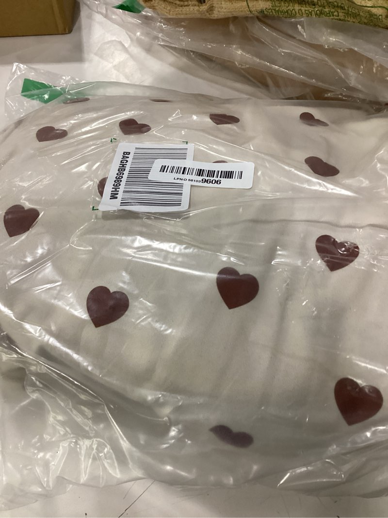 Condition photo showing As Is for nayoroom brown heart duvet cover queen size vintage hearts printed on taupe comforter cover kids girls 3 pcs soft microfiber farmhouse bedding set with zipper closure brown heart queen(no comforter)