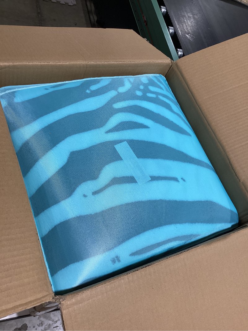 Condition photo showing New/Like New for zebra faux fur ottoman, upholstered foot stool - 16 x 16 x 17 inches, cube footrest with solid metal legs for living room, bedroom & entryway (zebra)