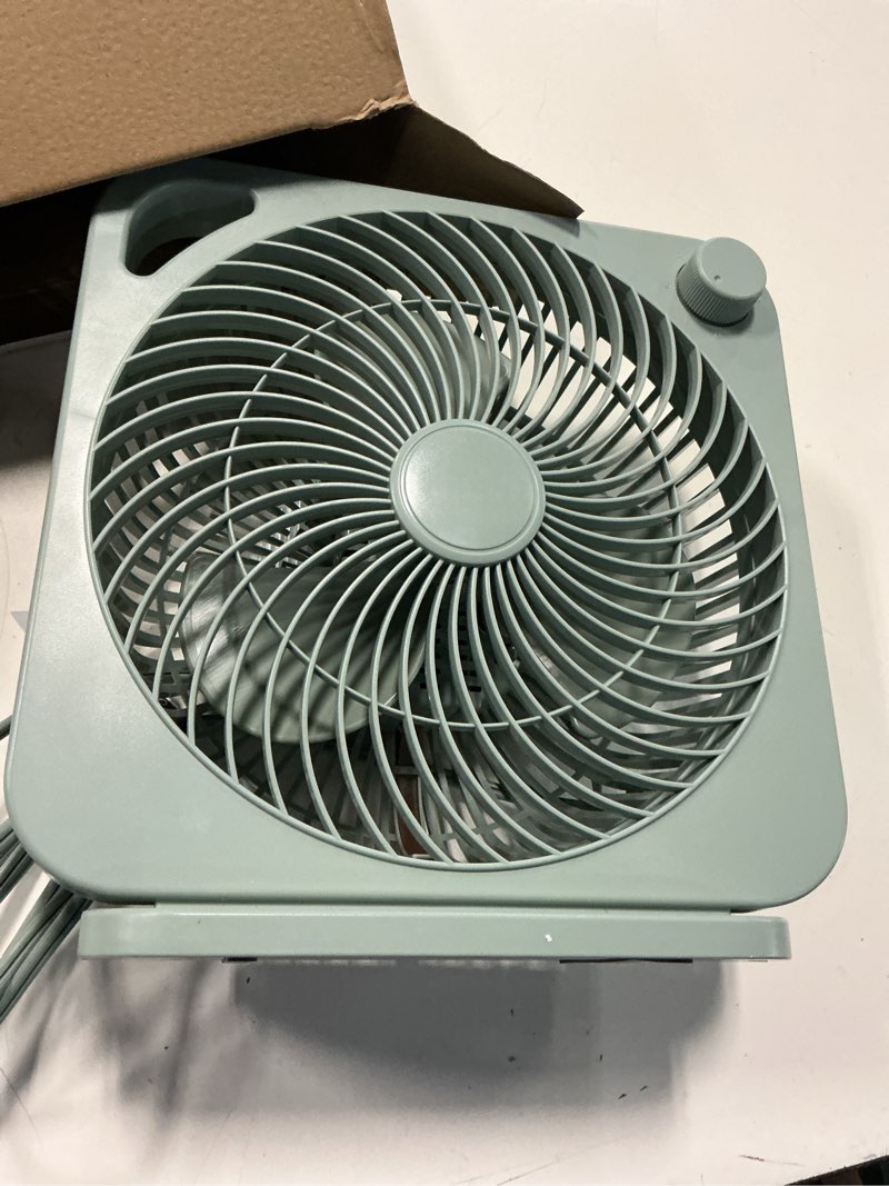 Condition photo showing Good Condition for mainstays 9" 3-speed indoor personal table electric fan, portable handle, green river, model#fn2006gr