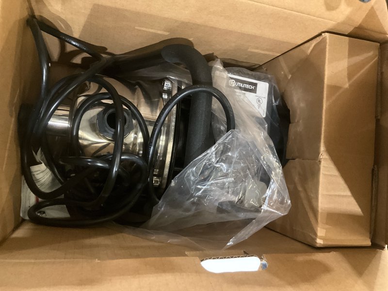Condition photo showing As Is for utilitech 1-hp 13-gpm stainless steel lawn pump